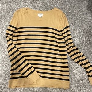 J. Crew Camel and Black Striped Knit Top
